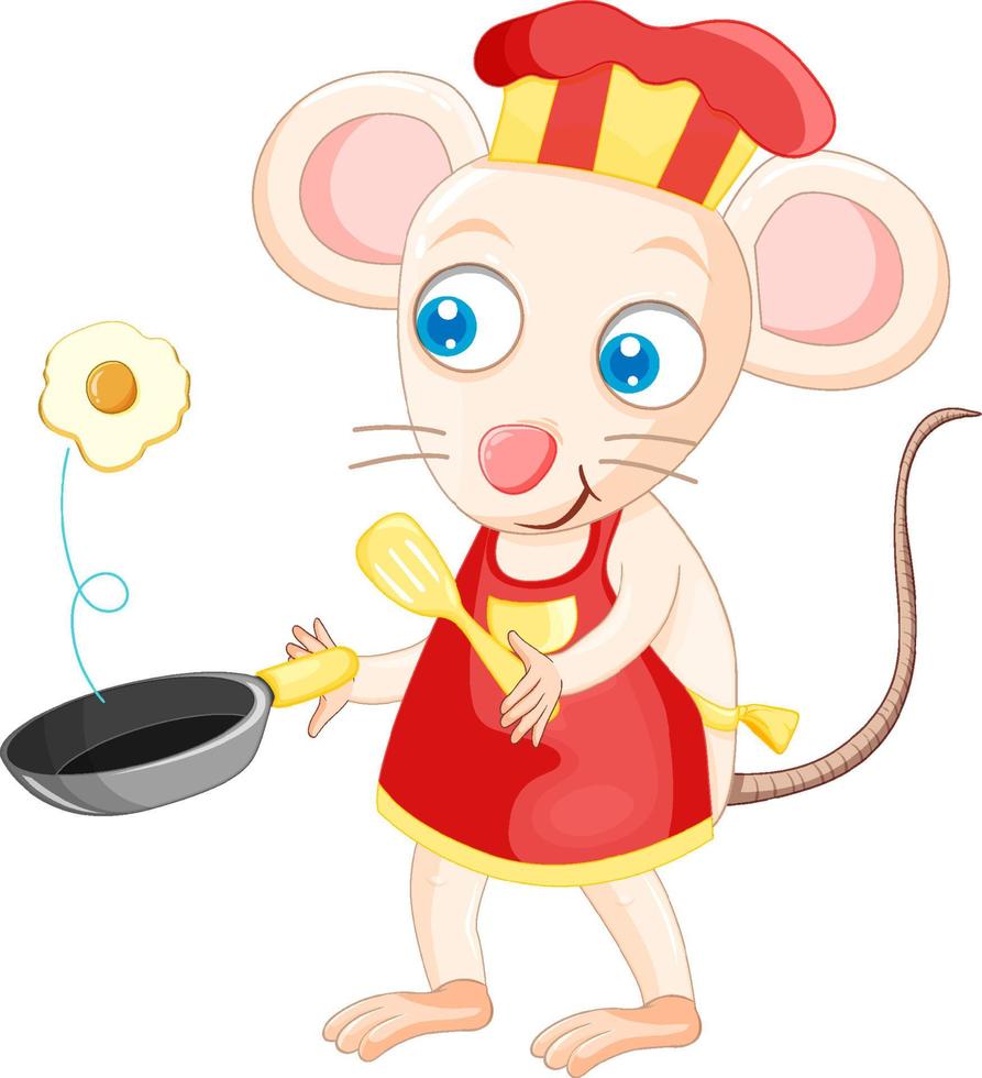 personaggio dei cartoni animati di ratto che cucina la colazione vettore