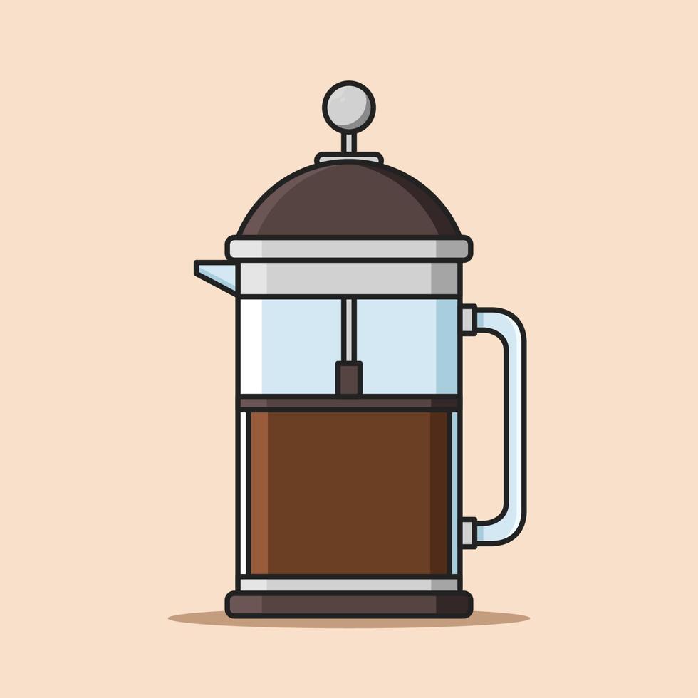 metodo di erogazione del caffè con french press vettore