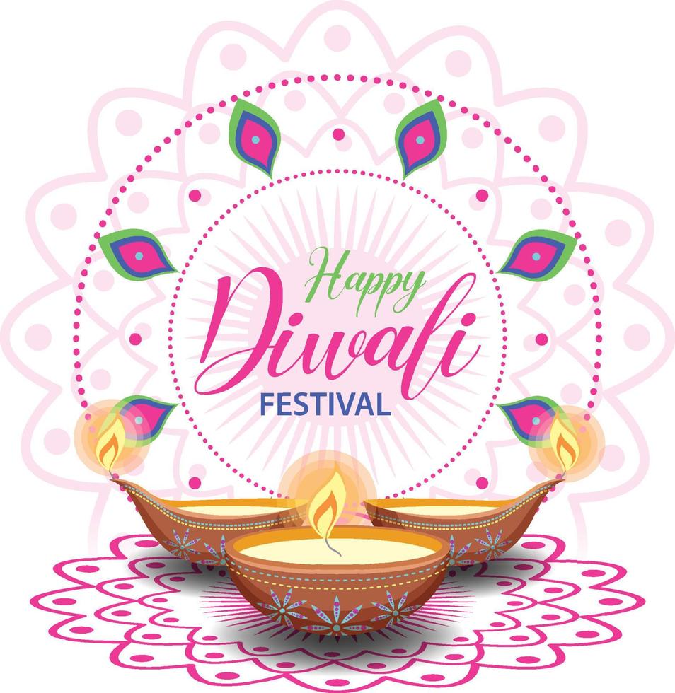 banner felice del festival indiano di diwali vettore