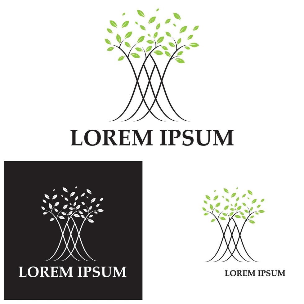 modello di concept design del logo dell'albero della natura e del corno vettore
