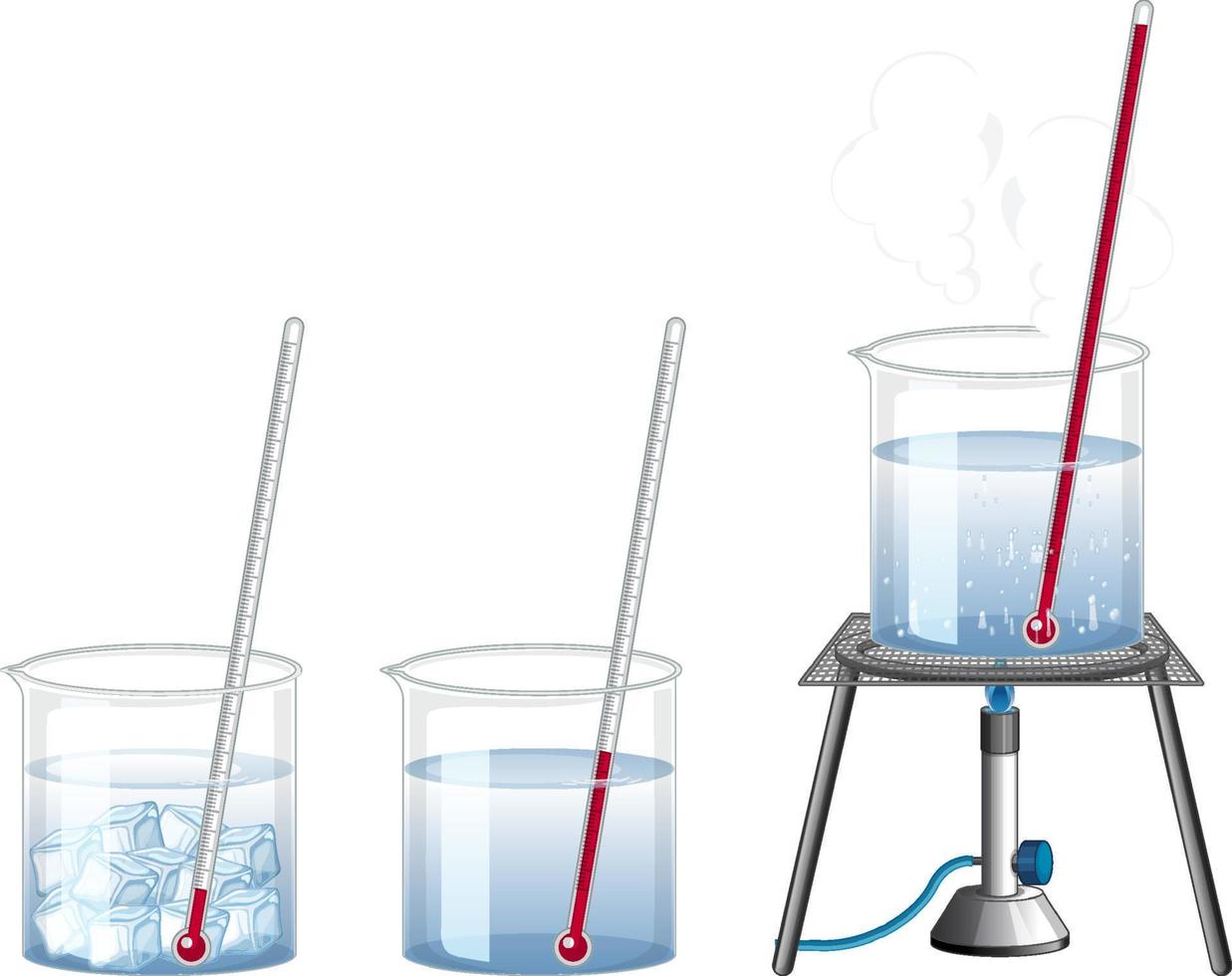 esperimento scientifico sulla temperatura dell'acqua vettore