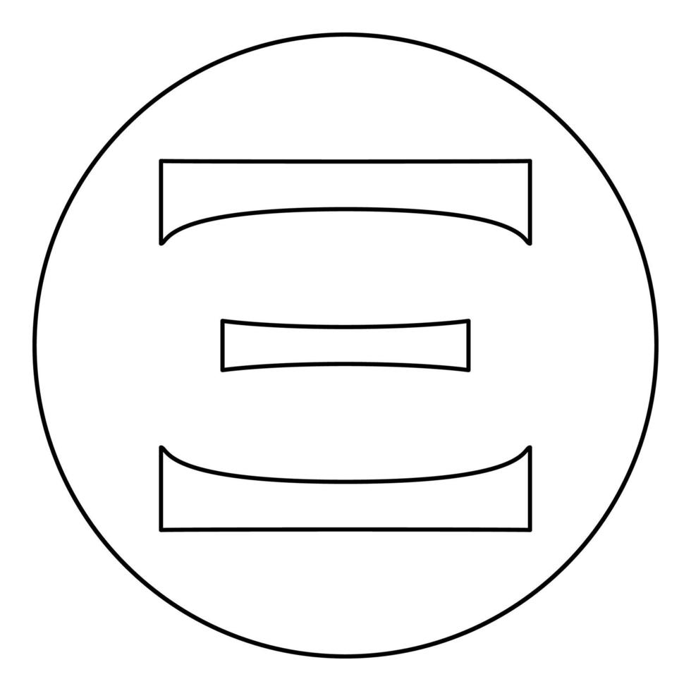ksi simbolo greco lettera maiuscola carattere maiuscolo icona in cerchio contorno rotondo colore nero illustrazione vettoriale immagine in stile piatto
