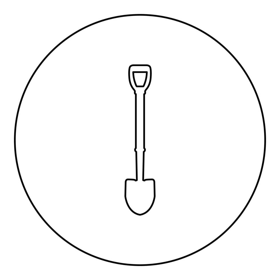 icona della pala in cerchio rotondo colore nero illustrazione vettoriale contorno immagine linea di contorno stile sottile