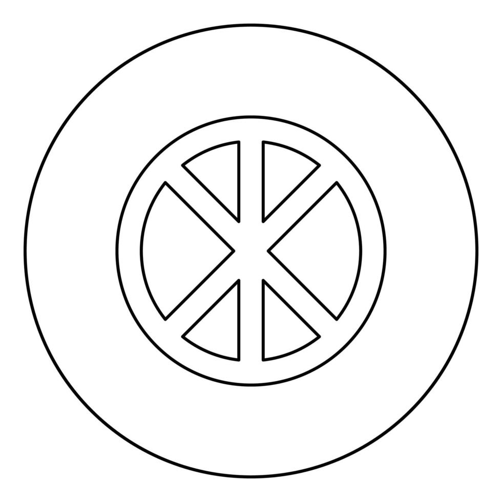 croce tonda cerchio sul pane concetto parti corpo cristo segno infinito nell'icona religiosa in cerchio contorno rotondo colore nero illustrazione vettoriale immagine in stile piatto