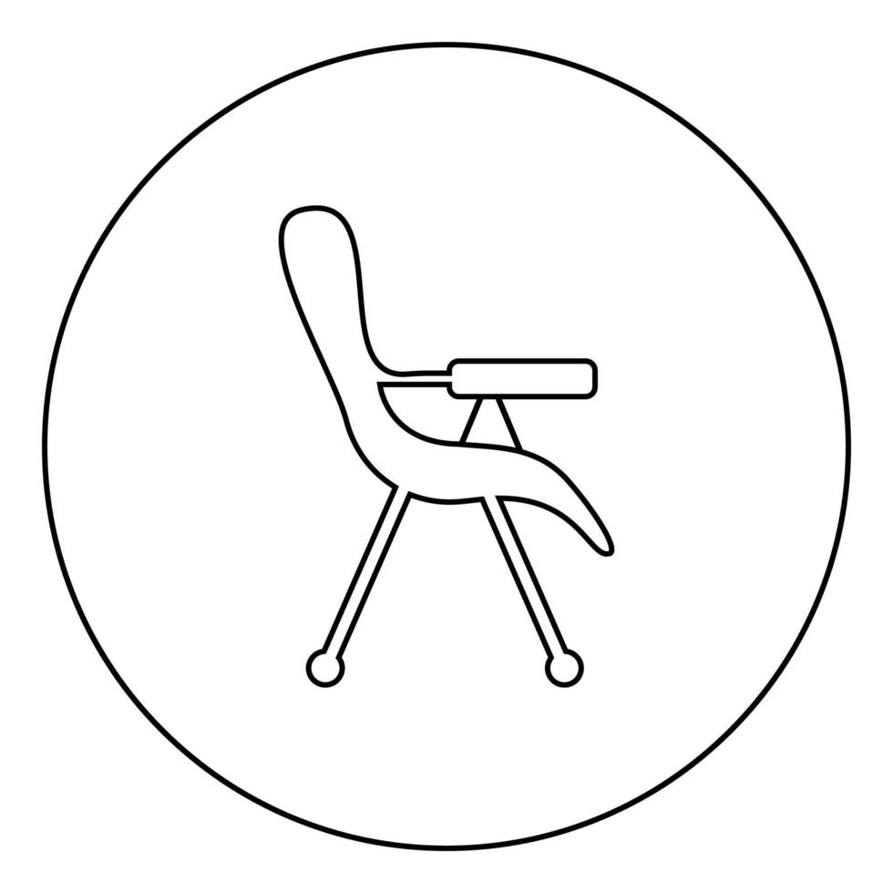 icona della sedia di alimentazione in cerchio con contorno rotondo colore nero illustrazione vettoriale immagine in stile piatto