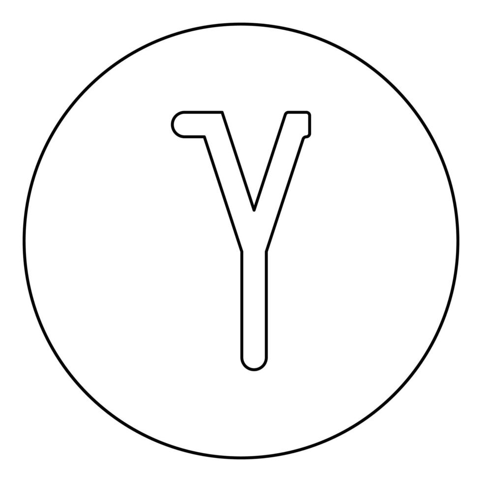 gamma simbolo greco lettera minuscola icona font in cerchio contorno rotondo colore nero illustrazione vettoriale immagine in stile piatto