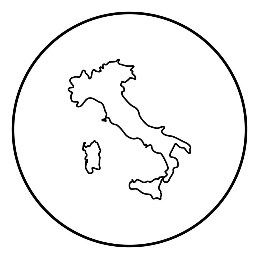 mappa dell'italia icona colore nero in cerchio rotondo vettore