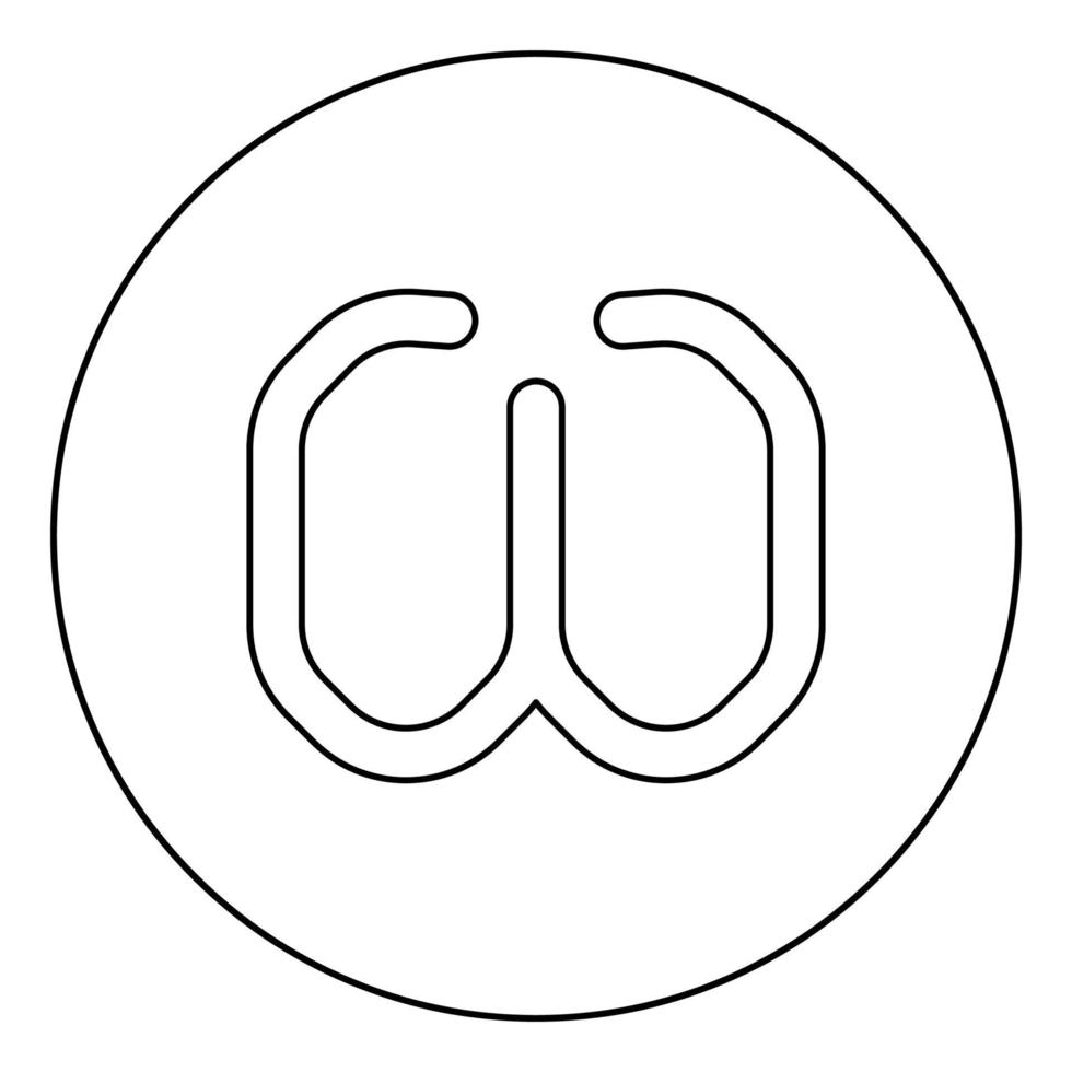 simbolo greco omega lettera minuscola icona del carattere in cerchio contorno rotondo colore nero illustrazione vettoriale immagine in stile piatto