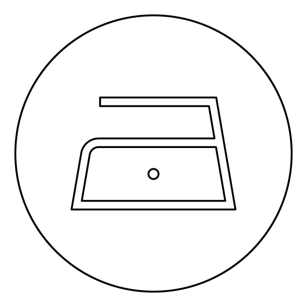 la stiratura è consentita bassa temperatura lenta a centodieci 110 gradi simboli per la cura dei vestiti concetto di lavaggio icona segno di lavanderia in cerchio contorno rotondo colore nero illustrazione vettoriale stile piatto