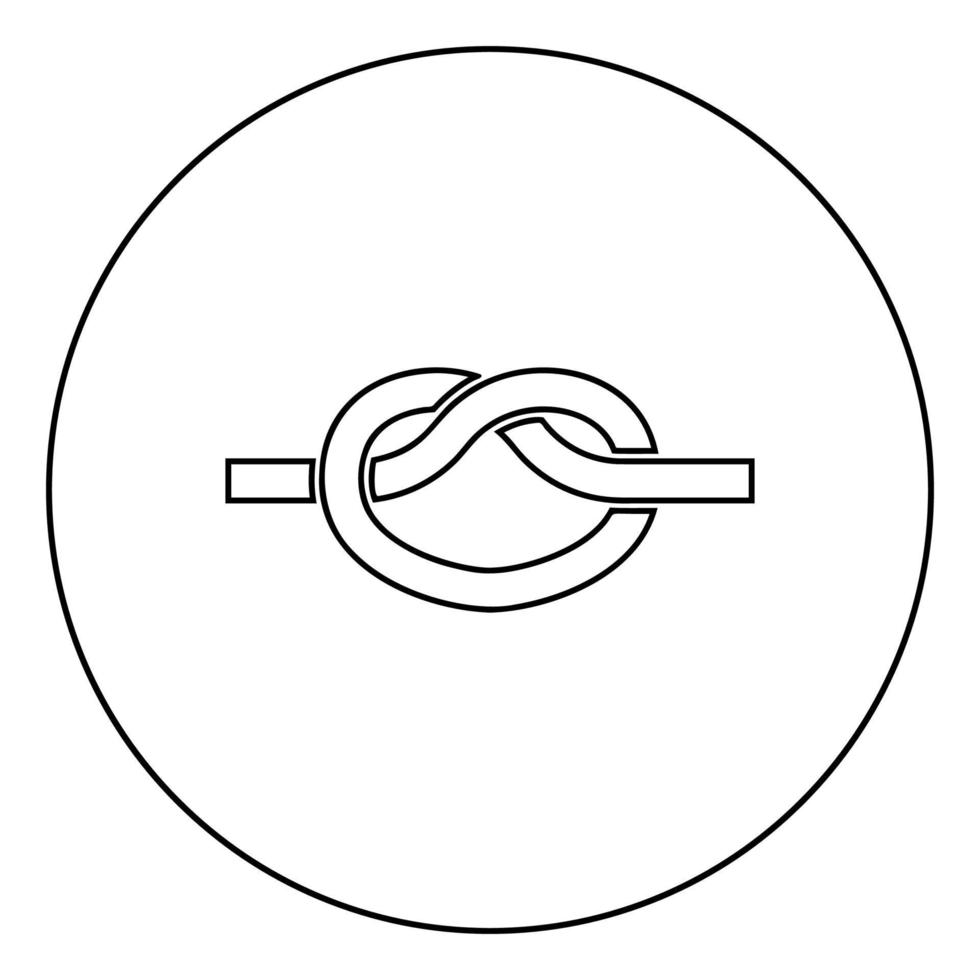 nodo corda nodo legato unisci concetto icona a cappio in cerchio contorno rotondo colore nero illustrazione vettoriale immagine in stile piatto