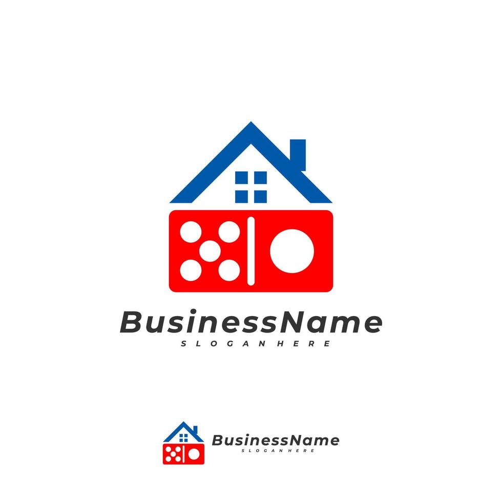 modello vettoriale del logo della casa del domino, concetti di design del logo del domino creativo