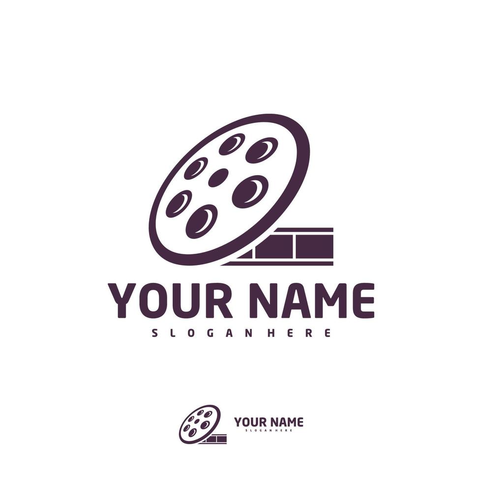 modello vettoriale del logo del cinema, concetti di design del logo del cinema della striscia di pellicola creativa