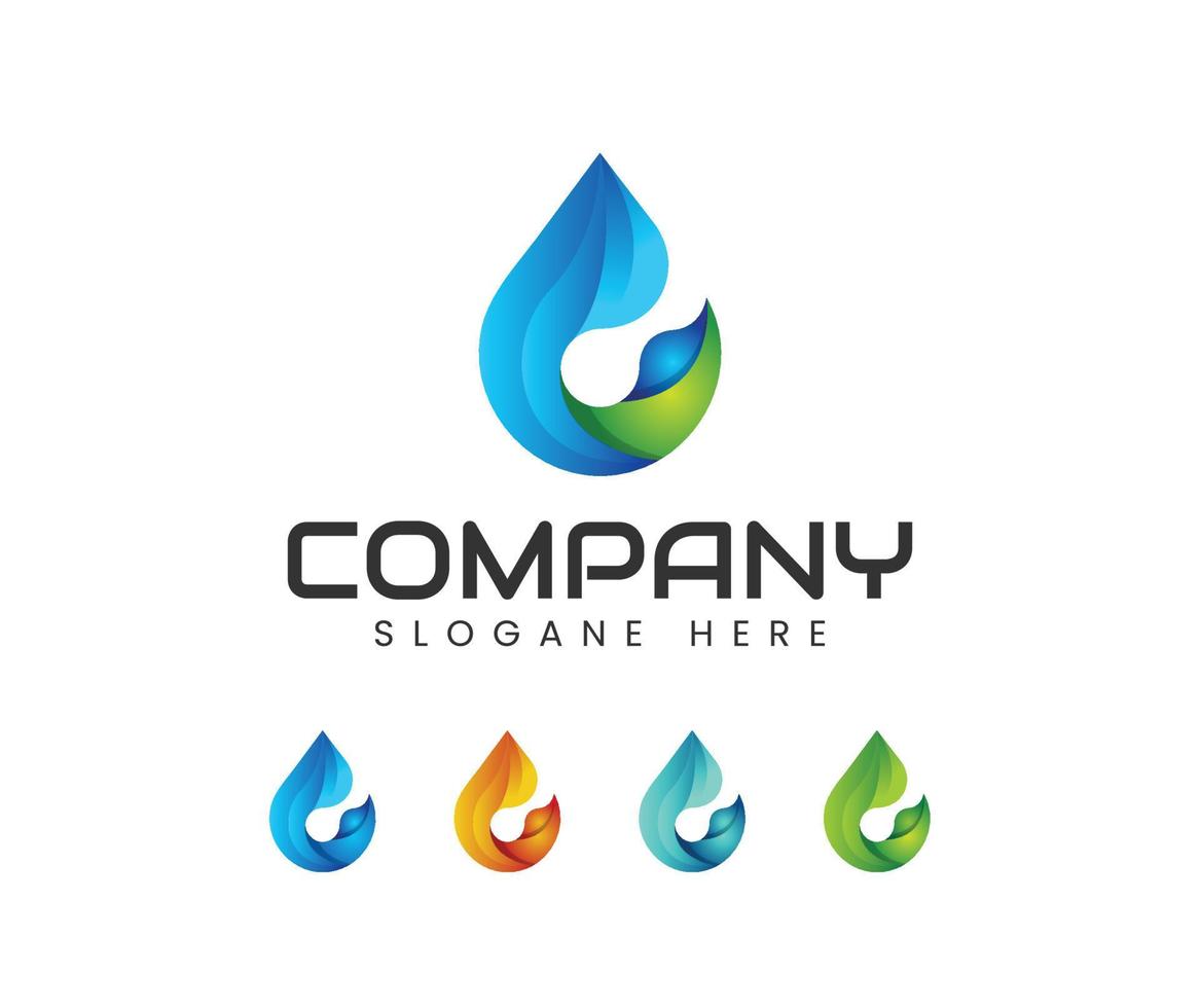 Design del logo 3d goccia d'acqua vettore