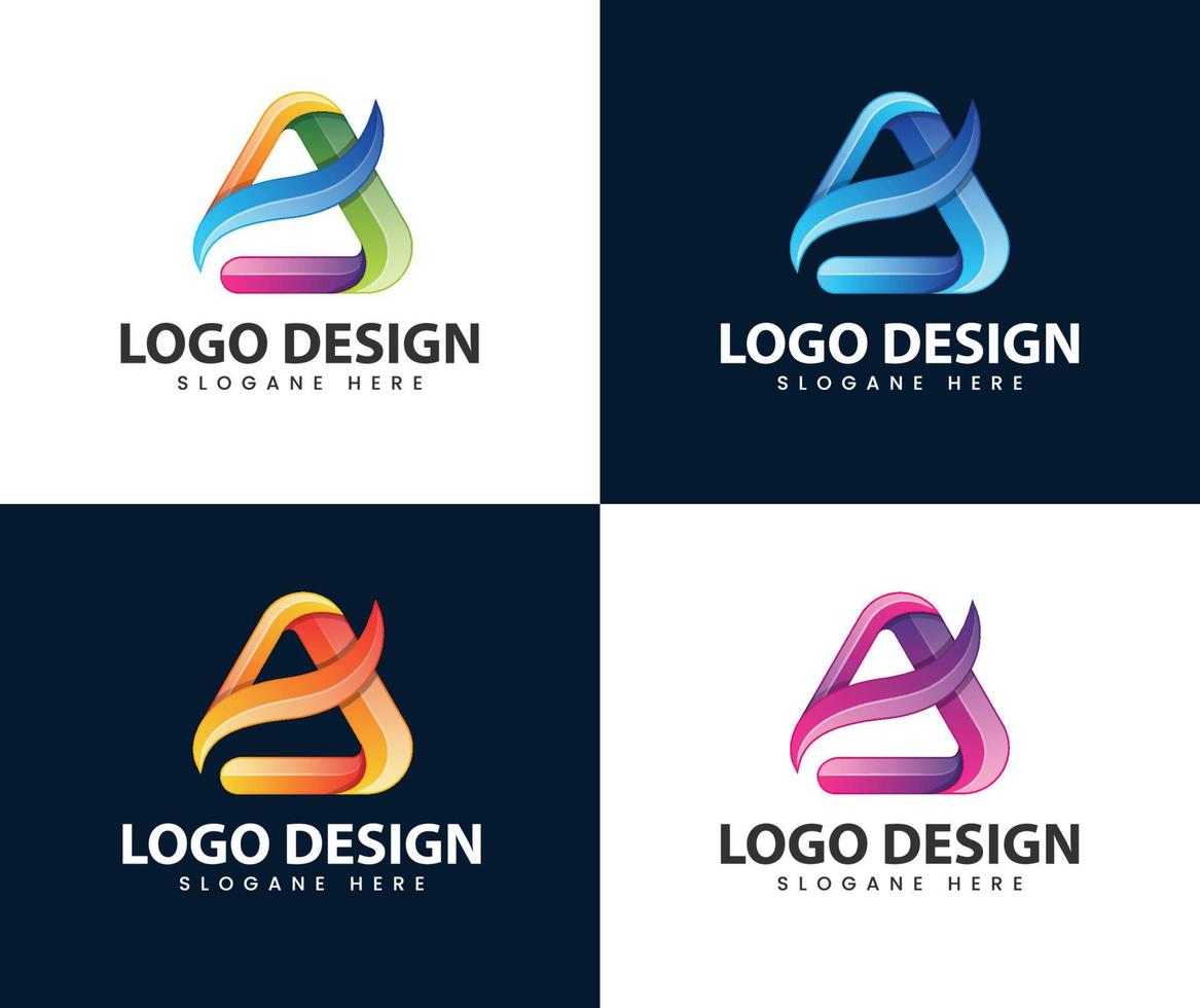 abstract play media lettera un logo design vettore