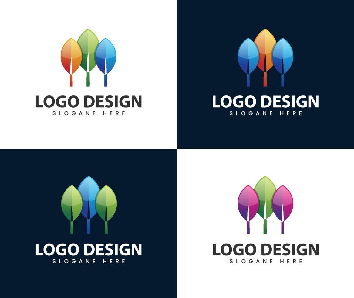 design moderno del logo a foglia vettore