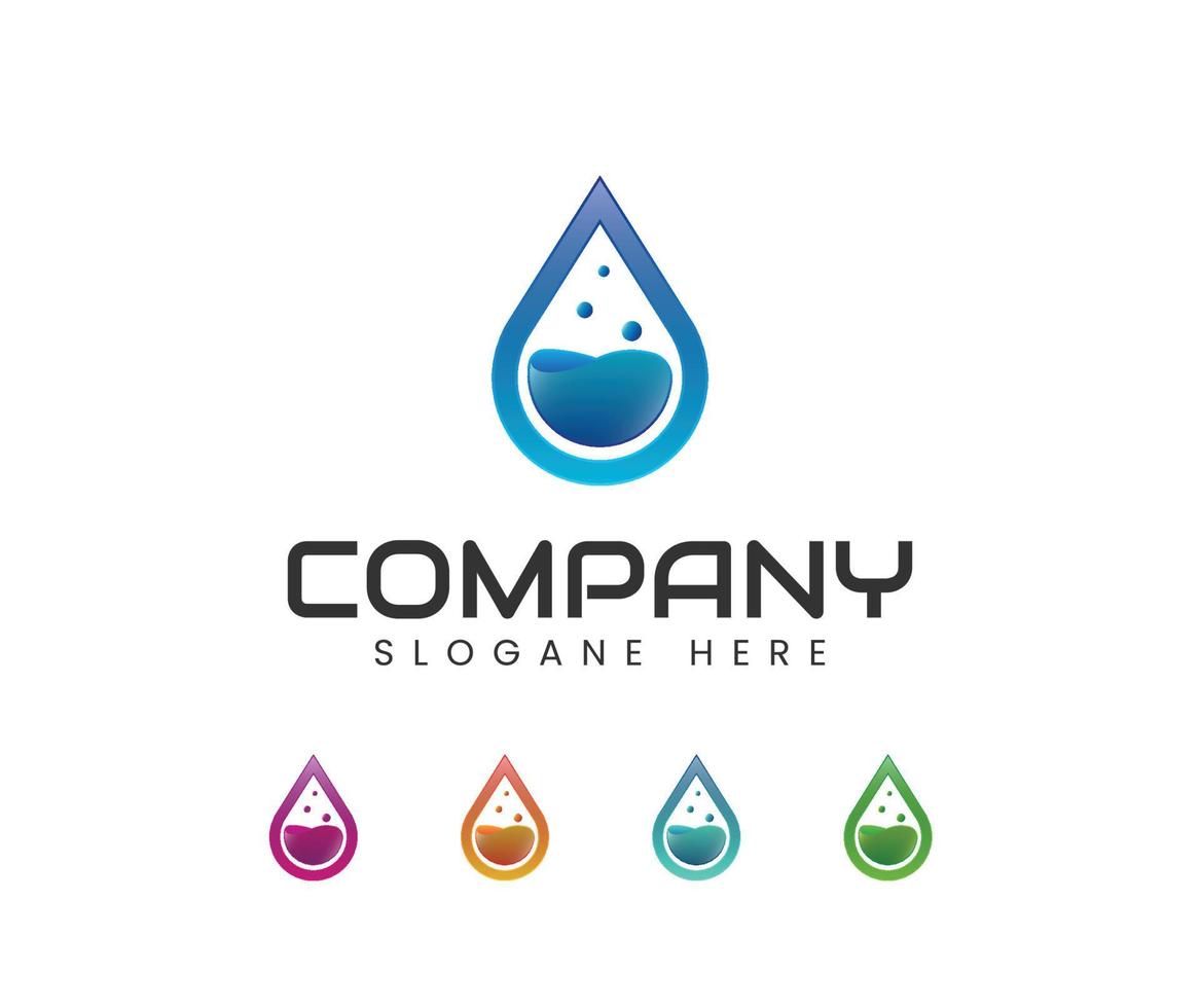 design del logo dell'impianto idraulico a goccia d'acqua vettore