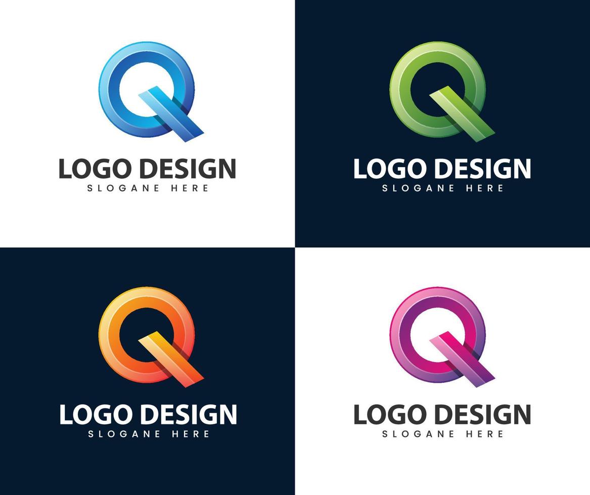 lettera astratta q moderno logo 3d design vettore