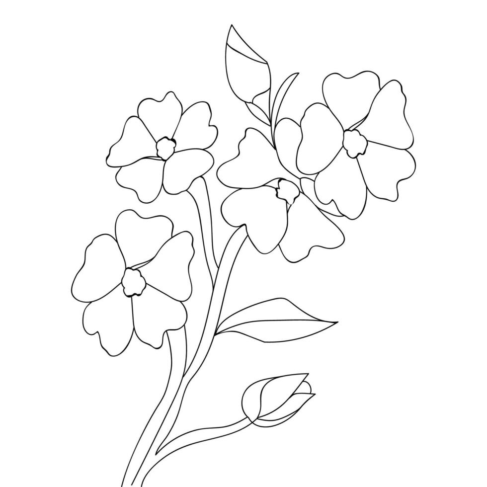 line art da colorare pagina dell'elemento petalo di fiore per i bambini che disegnano l'illustrazione del profilo vettore