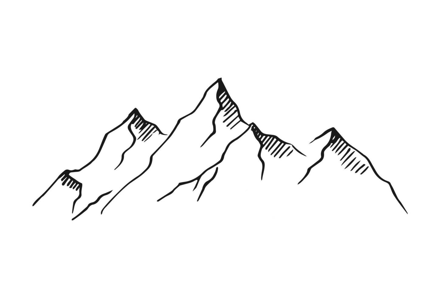 montagne. cime rocciose disegnate a mano. illustrazione vettoriale. vettore