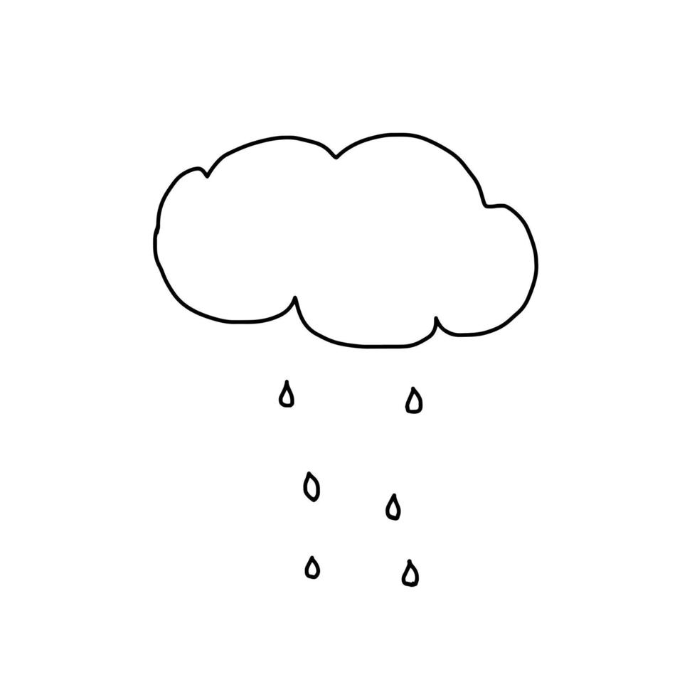 doodle di linea organica disegnata a mano della stagione delle piogge vettore