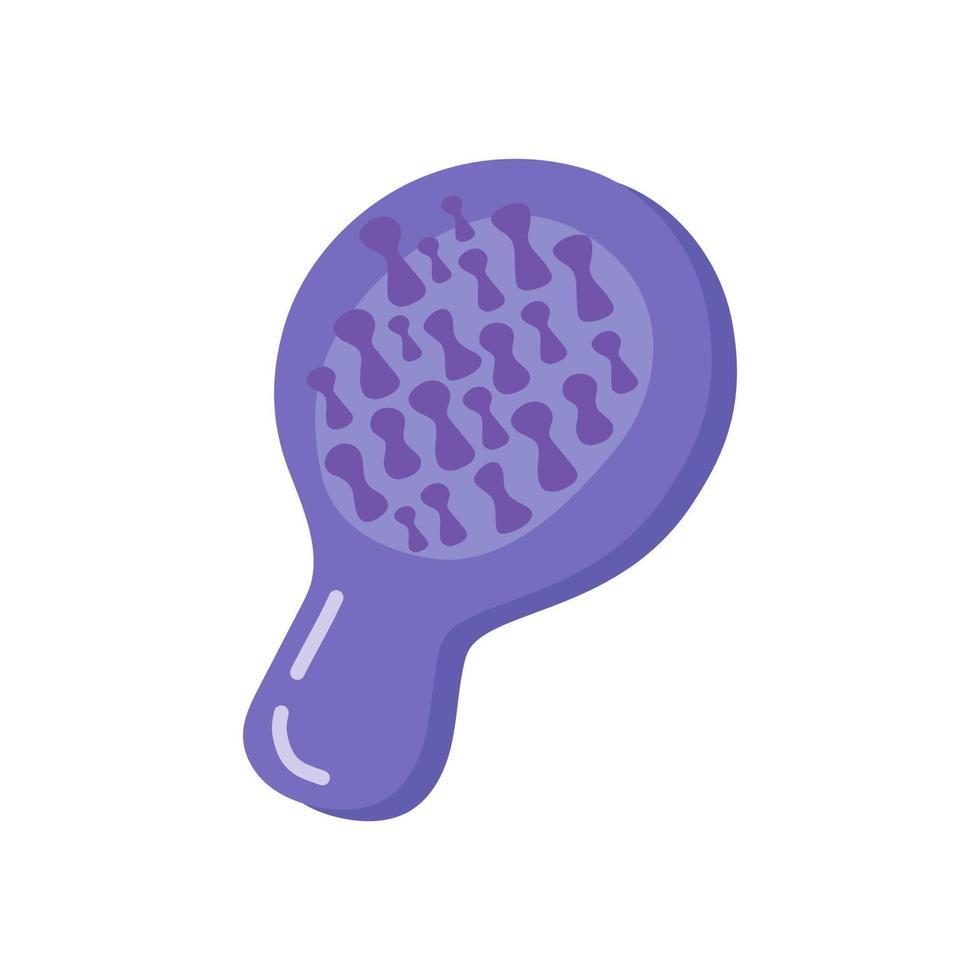 pettine per capelli viola disegnato a mano simpatico cartone animato. accessorio per la cura dei capelli isolato su sfondo bianco. illustrazione vettoriale piatta.