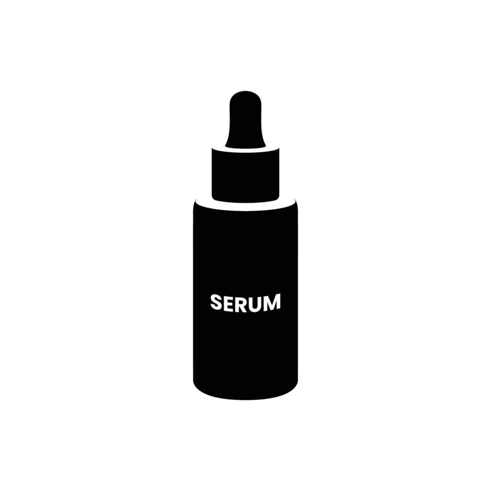 sagoma di bottiglia di siero. elemento di design icona in bianco e nero su sfondo bianco isolato vettore