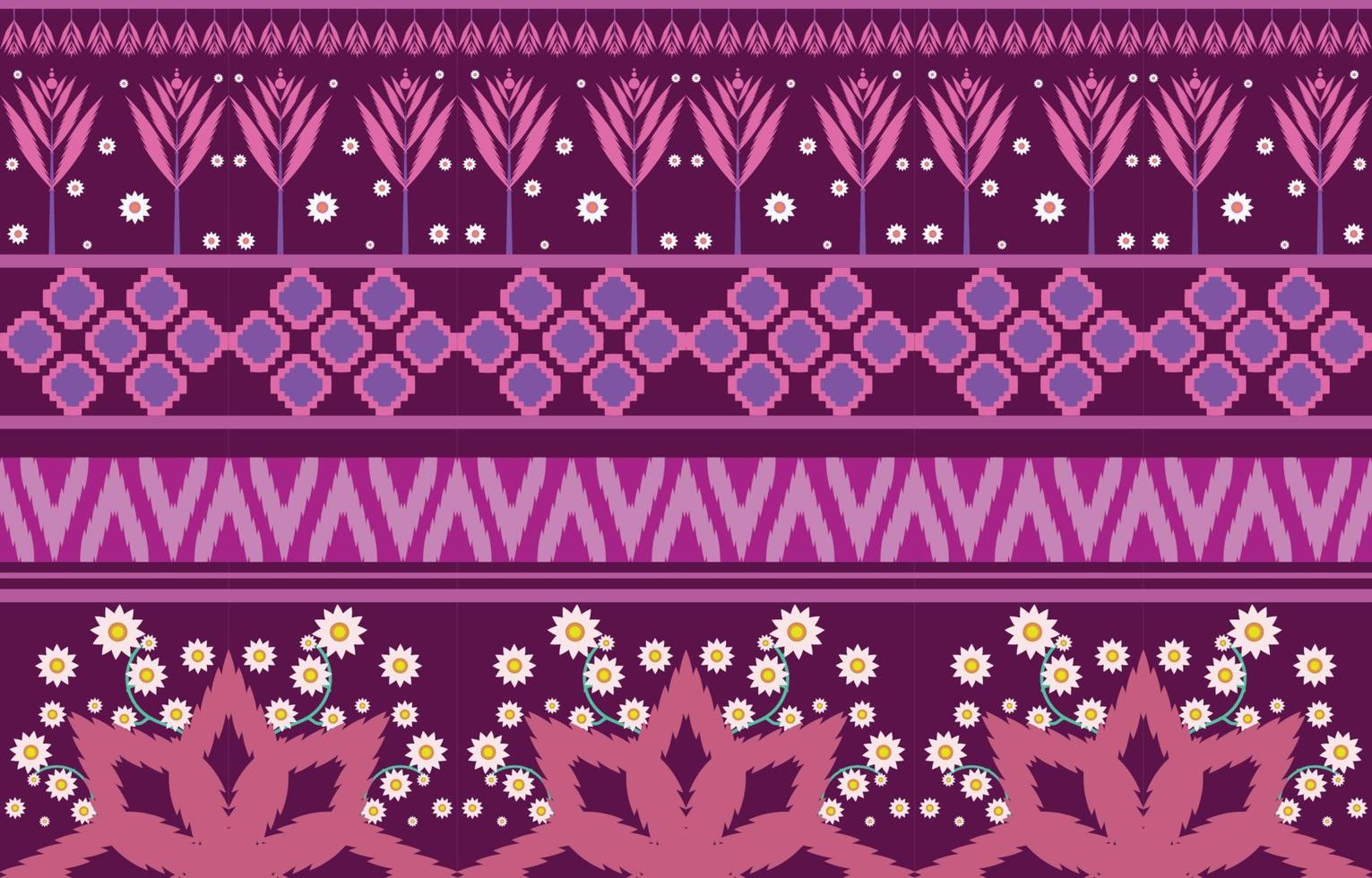 tessuto colorato a fiori, motivo etnico geometrico nel tradizionale design di sfondo orientale per moquette, carta da parati, abbigliamento, avvolgimento, batik, stile ricamo illustrazione vettoriale. vettore