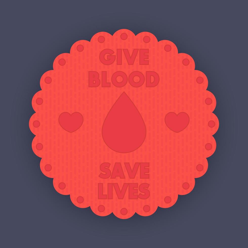poster di donazione di sangue, badge, illustrazione vettoriale