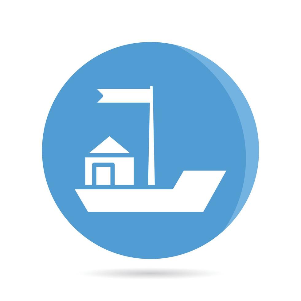 icona della piccola barca nel pulsante rotondo blu vettore