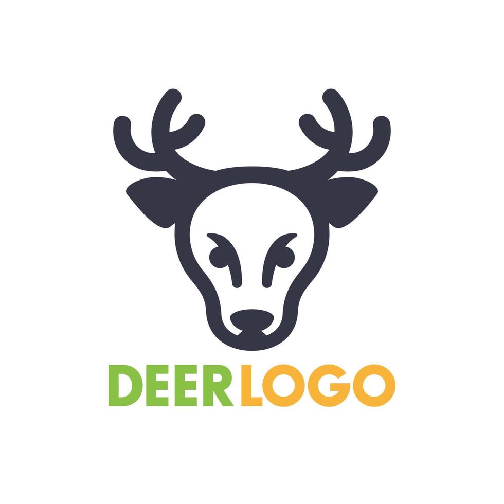 elemento logo cervo per parco nazionale, santuario della fauna selvatica, semplice icona su bianco vettore