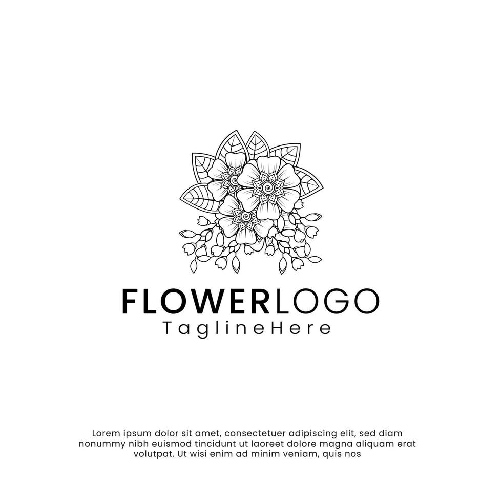 logo del fiore di bellezza line art. design del logo di ispirazione. illustrazione vettoriale modello. isolato su sfondo bianco