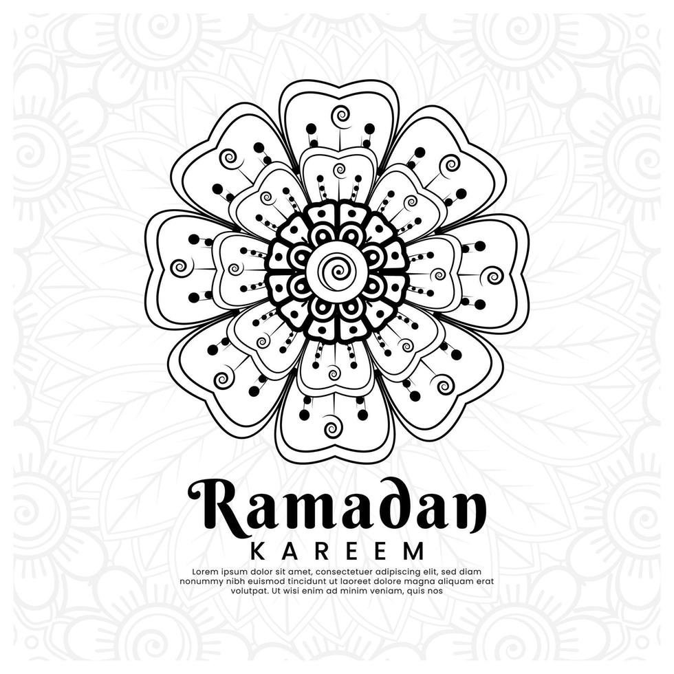 ramadan kareem con sfondo di fiori mehndi. illustrazione astratta vettore