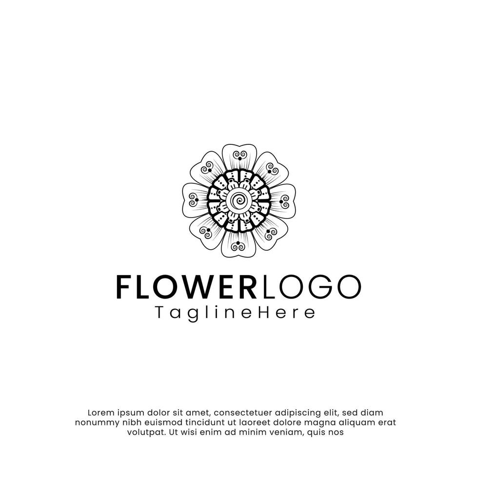 logo del fiore di bellezza line art. design del logo di ispirazione. illustrazione vettoriale modello. isolato su sfondo bianco