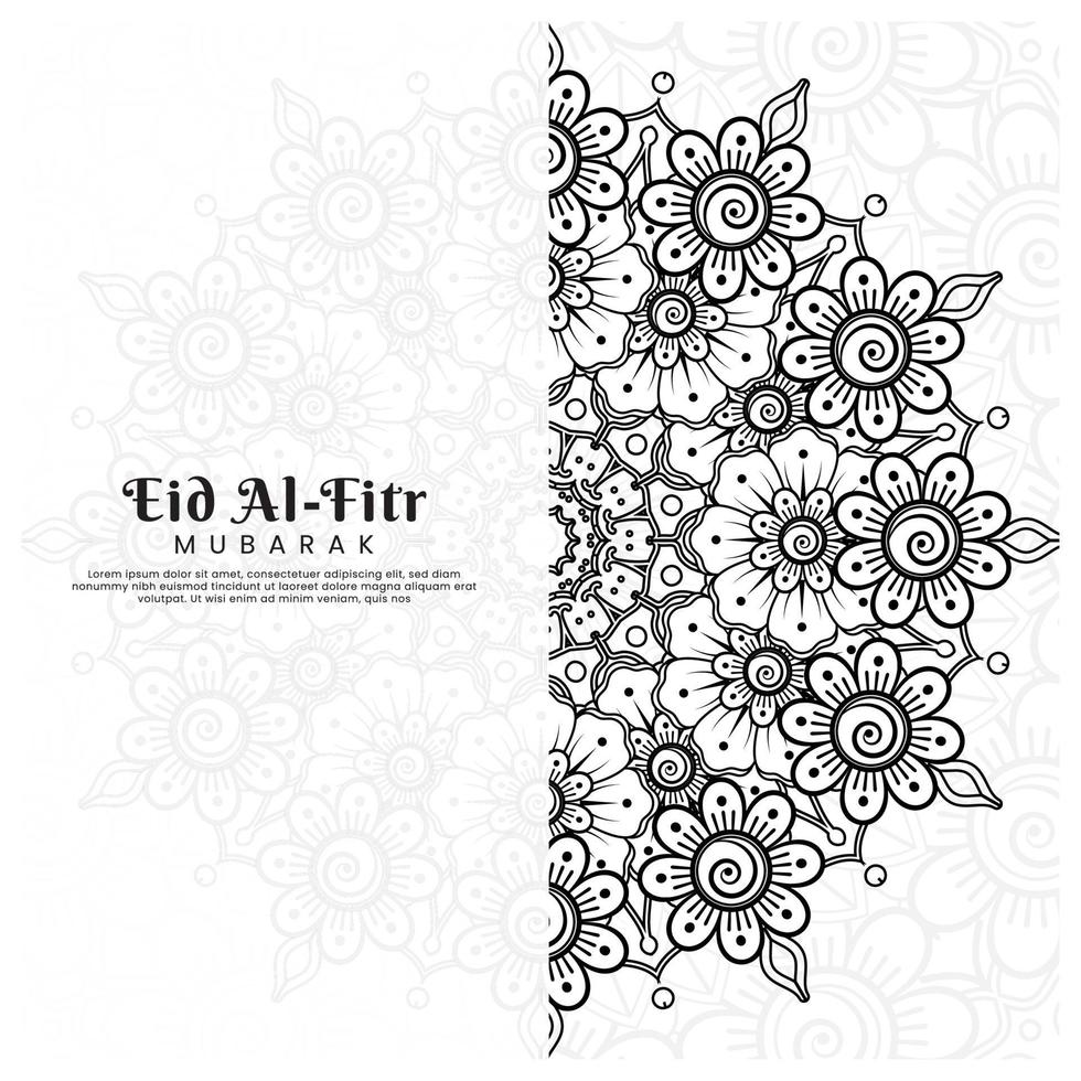 eid al-fitr con sfondo di fiori mehndi. illustrazione astratta vettore