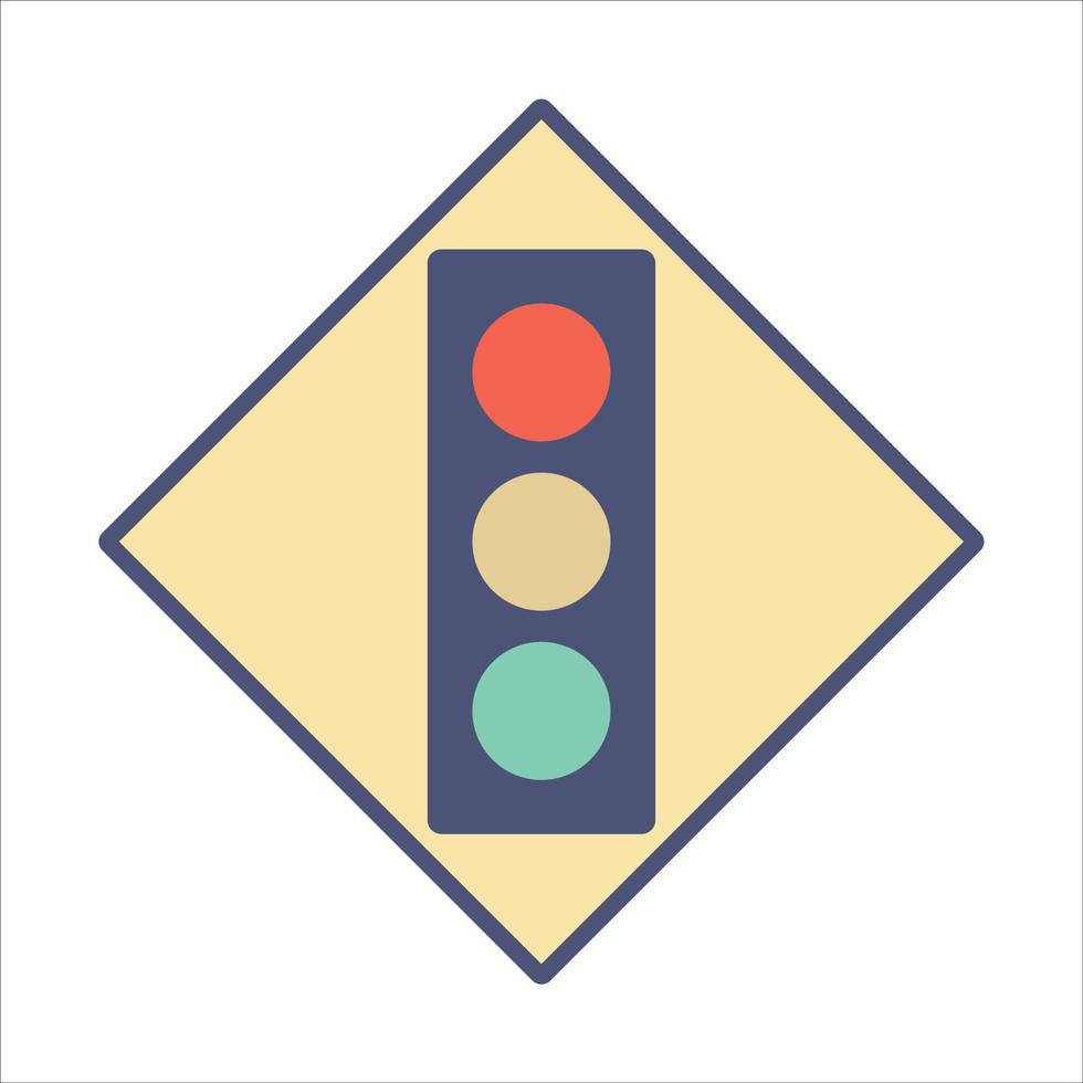 icona del semaforo avanti. segnale di avvertimento su sfondo giallo. illustrazione vettoriale