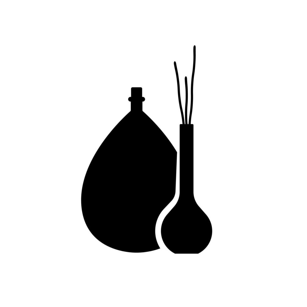 composizione interna del vaso. sagoma nera. elemento decorativo per home.vector illustrazione su sfondo bianco vettore