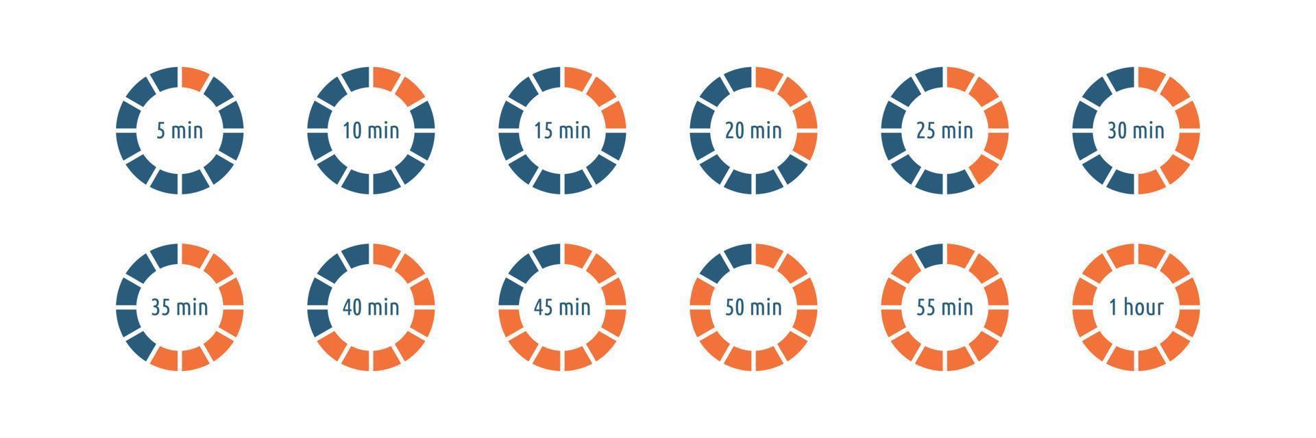 sezioni timer, set di elementi infografici. tempo di cottura. illustrazione vettoriale su bianco