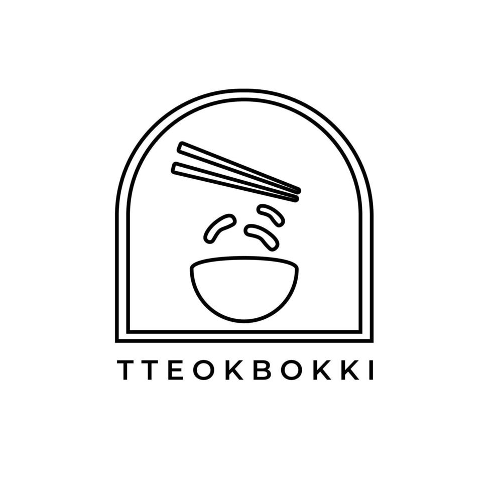 semplice illustrazione logo casa tteokbokki in bianco e nero vettore