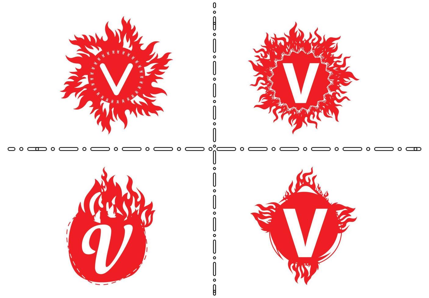 fuoco v lettera logo e modello di design dell'icona vettore