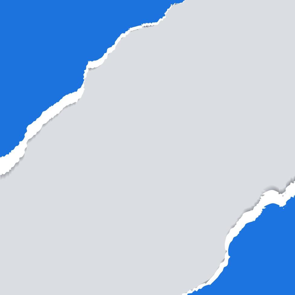 sfondo di carta strappata blu. banner con bordi strappati vuoti e modello di foto vettore