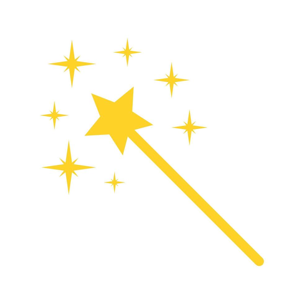 bacchetta magica stella con icona vettoriale scintilla