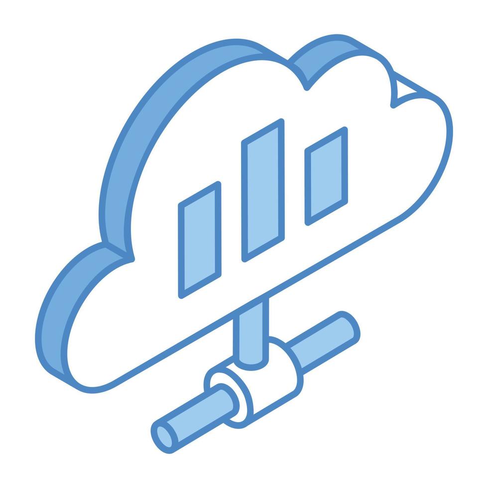 archiviazione condivisa dei dati, un'icona isometrica dell'analisi del cloud vettore