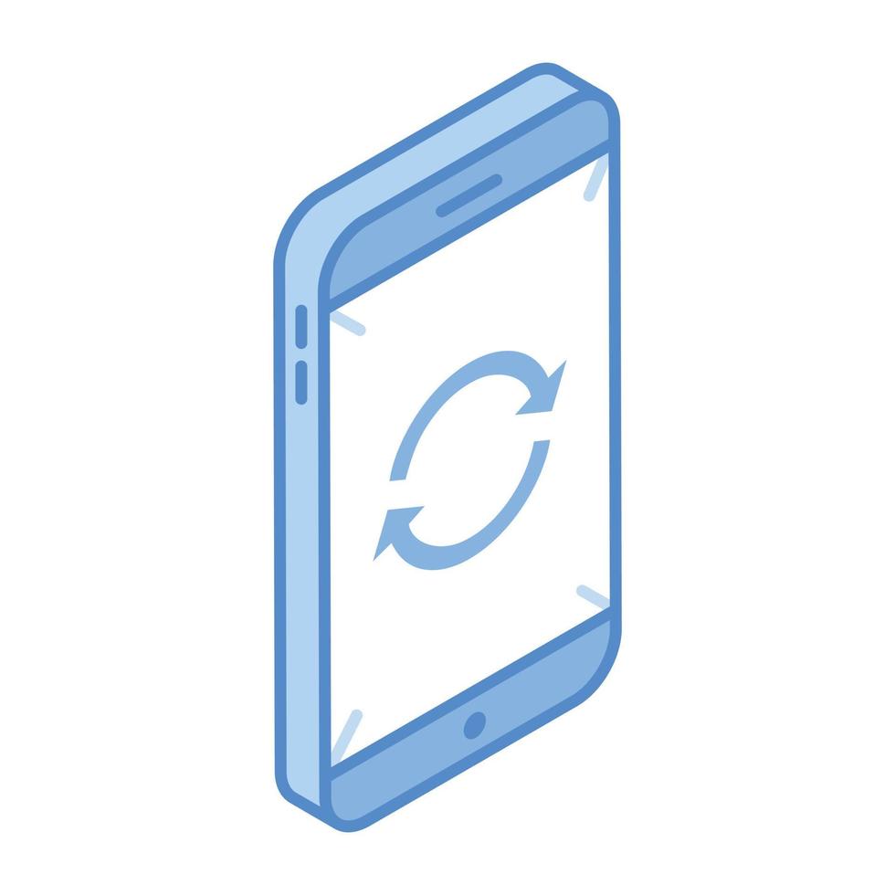 scarica l'icona isometrica di sincronizzazione mobile, disegno vettoriale