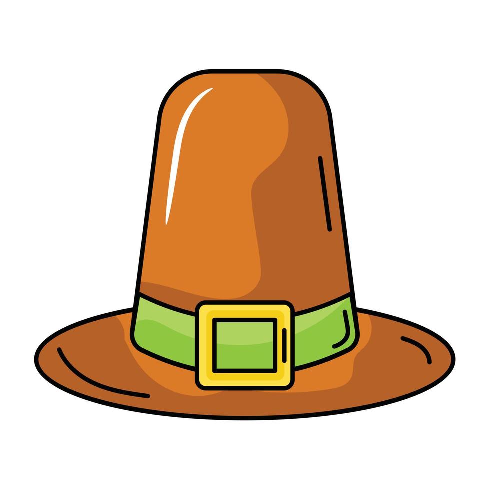 icona piatta personalizzabile del cappello del ringraziamento vettore
