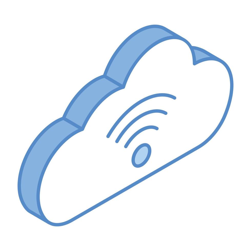 un'icona isometrica di Internet cloud con funzionalità modificabili vettore