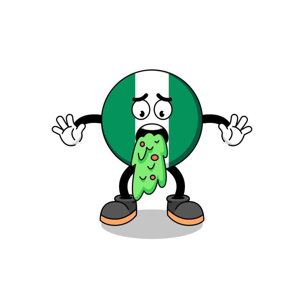 nigeria bandiera mascotte cartone animato vomito vettore