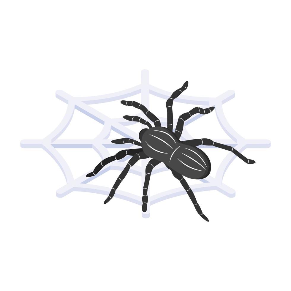 un'icona isometrica spaventosa della ragnatela, vettore modificabile