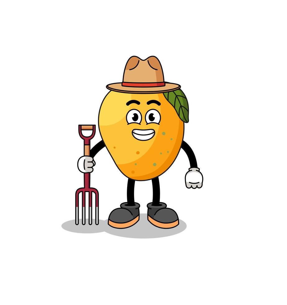 mascotte del fumetto del coltivatore di frutta di mango vettore