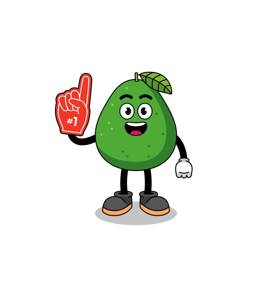 mascotte dei cartoni animati dei fan numero 1 del frutto di avocado vettore