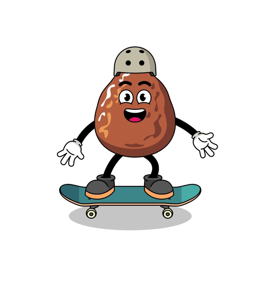 data mascotte della frutta che gioca uno skateboard vettore